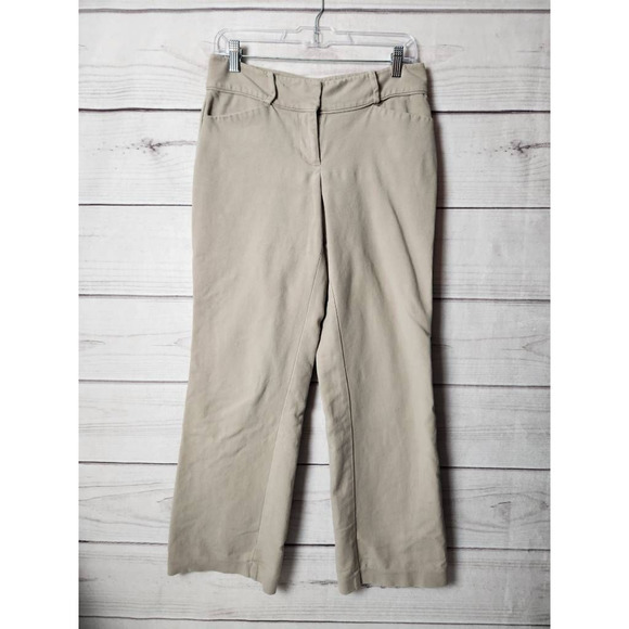 Ann Taylor Womens Curvy Chino Pants Khaki Tan Low Rise‎ Pockets Stretch Solid 0 - Picture 1 of 7